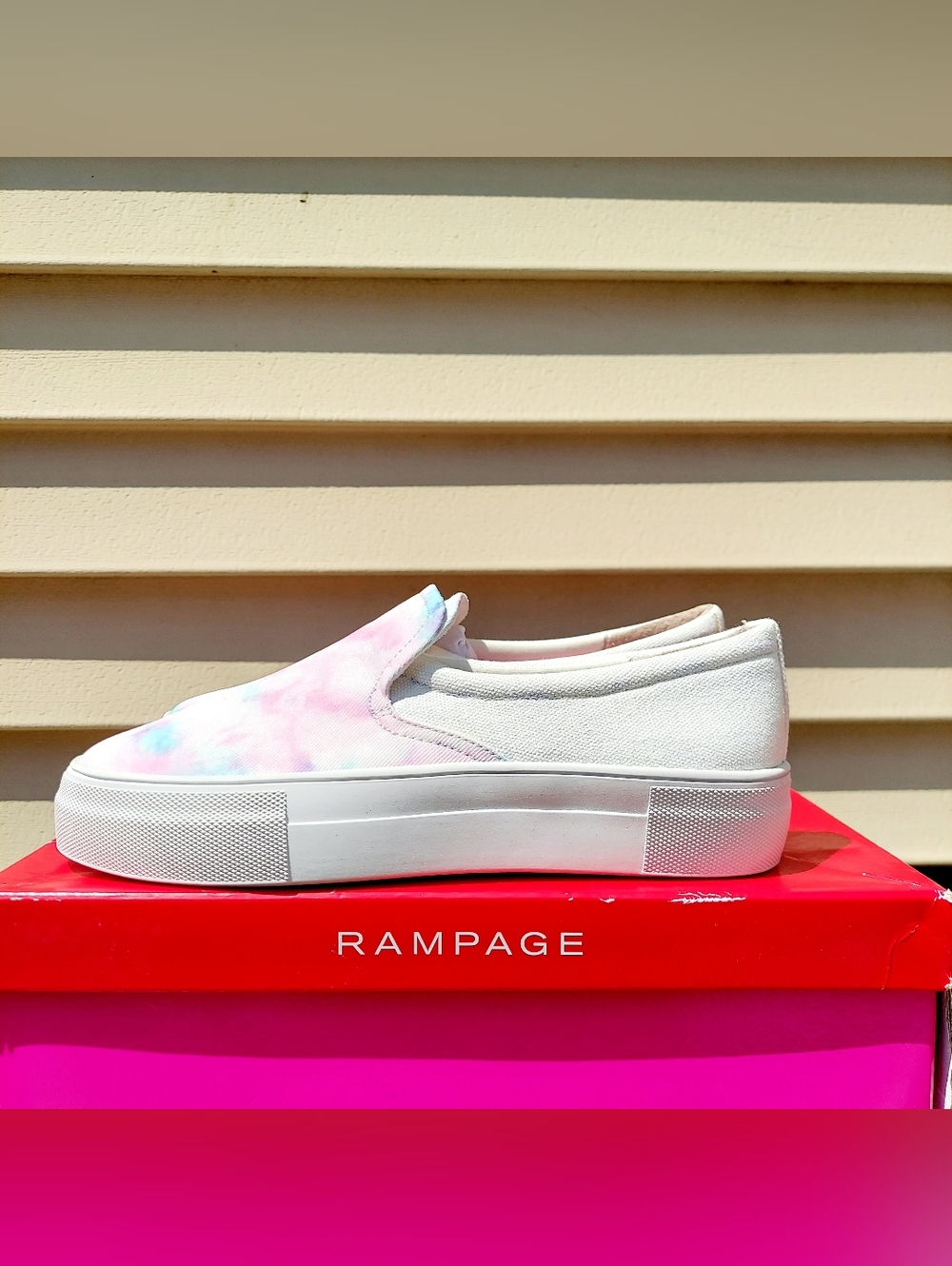 Rampage Korie Pastel Tie Die Platform Slip-On Sneakers Women's Size 6 Y2K Preppy - Picture 2 of 12